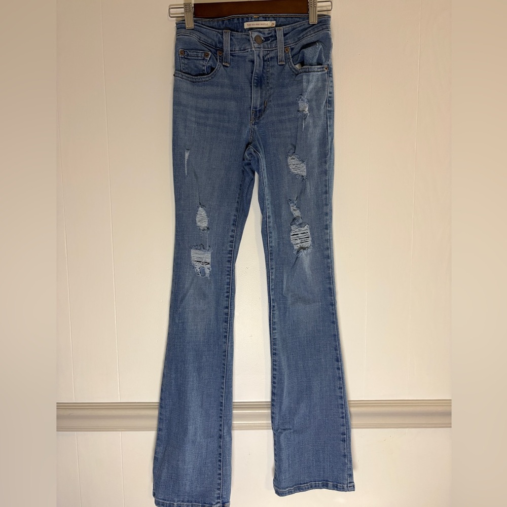Levi's Light Blue Distressed Flare Jeans